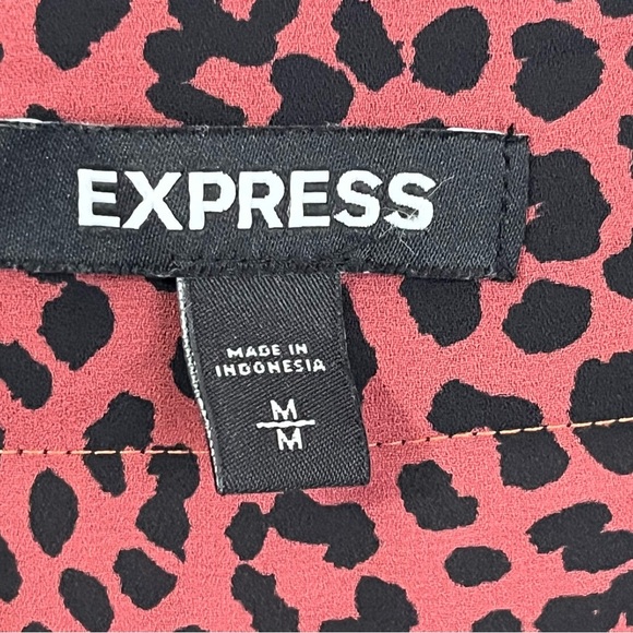 Express Top Blouse Burgundy and Black Tiger Graphic Blouse Relaxed Fit - Picture 3 of 5